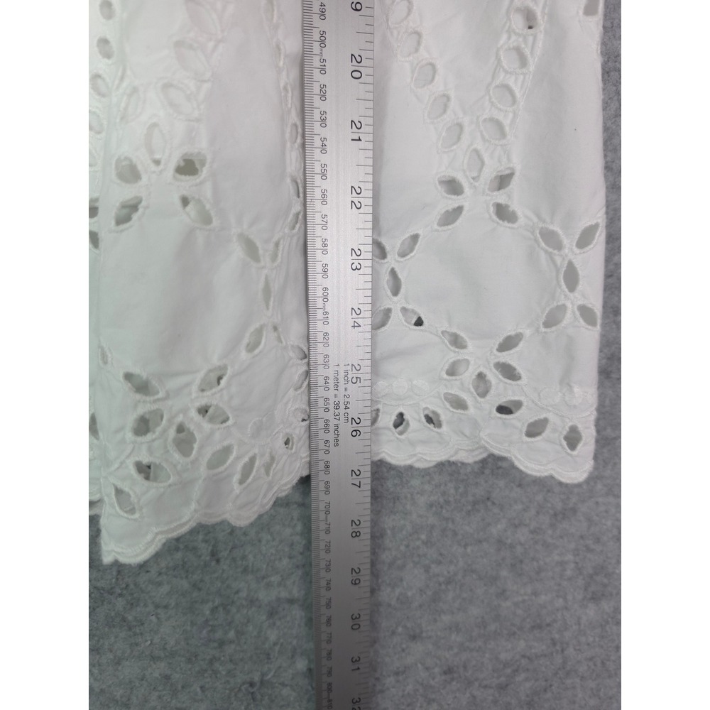Frank & Eileen Grace Eyelet Midi Skirt Women L White Cotton Scalloped Hem - Picture 8 of 8